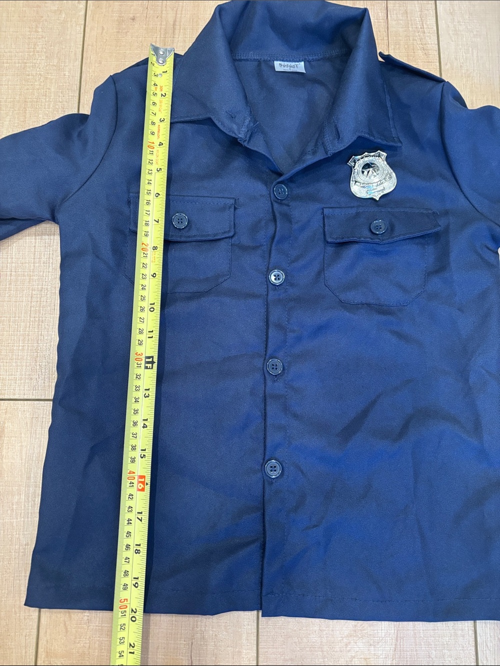 Spirit Deluxe Police Officer Costume - Navy Blue with Yellow Stripe - Picture 12 of 12